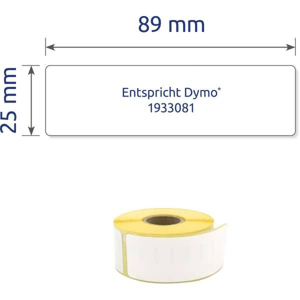 Rollen-Etiketten 25x89mm 2 Rolle/700 Etiketten weiß