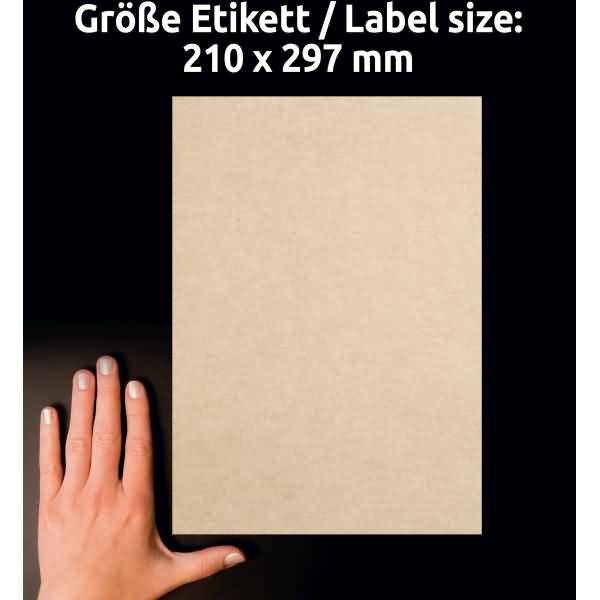 Etiketten A4 210x297mm 25 Bogen/25 Etiketten naturbraun