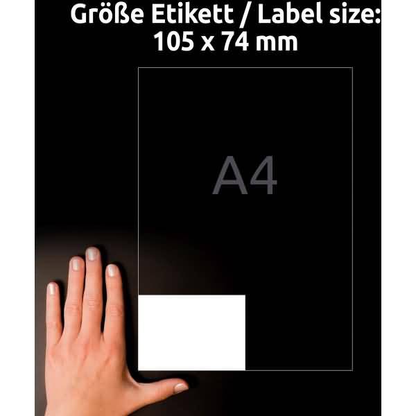 Folien-Etiketten ultra-resistent A4 105x74mm VE=400 Etiketten weiß