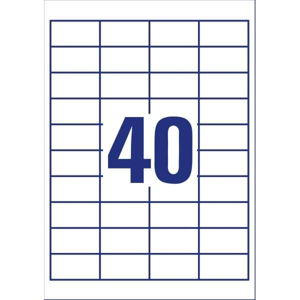 Universal-Etiketten RC A4 48,5x25,4mm 100 Bogen/4.000 Etiketten naturweiß