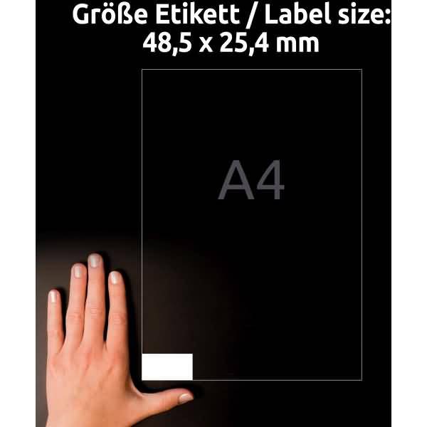 Universal-Etiketten RC A4 48,5x25,4mm 100 Bogen/4.000 Etiketten naturweiß