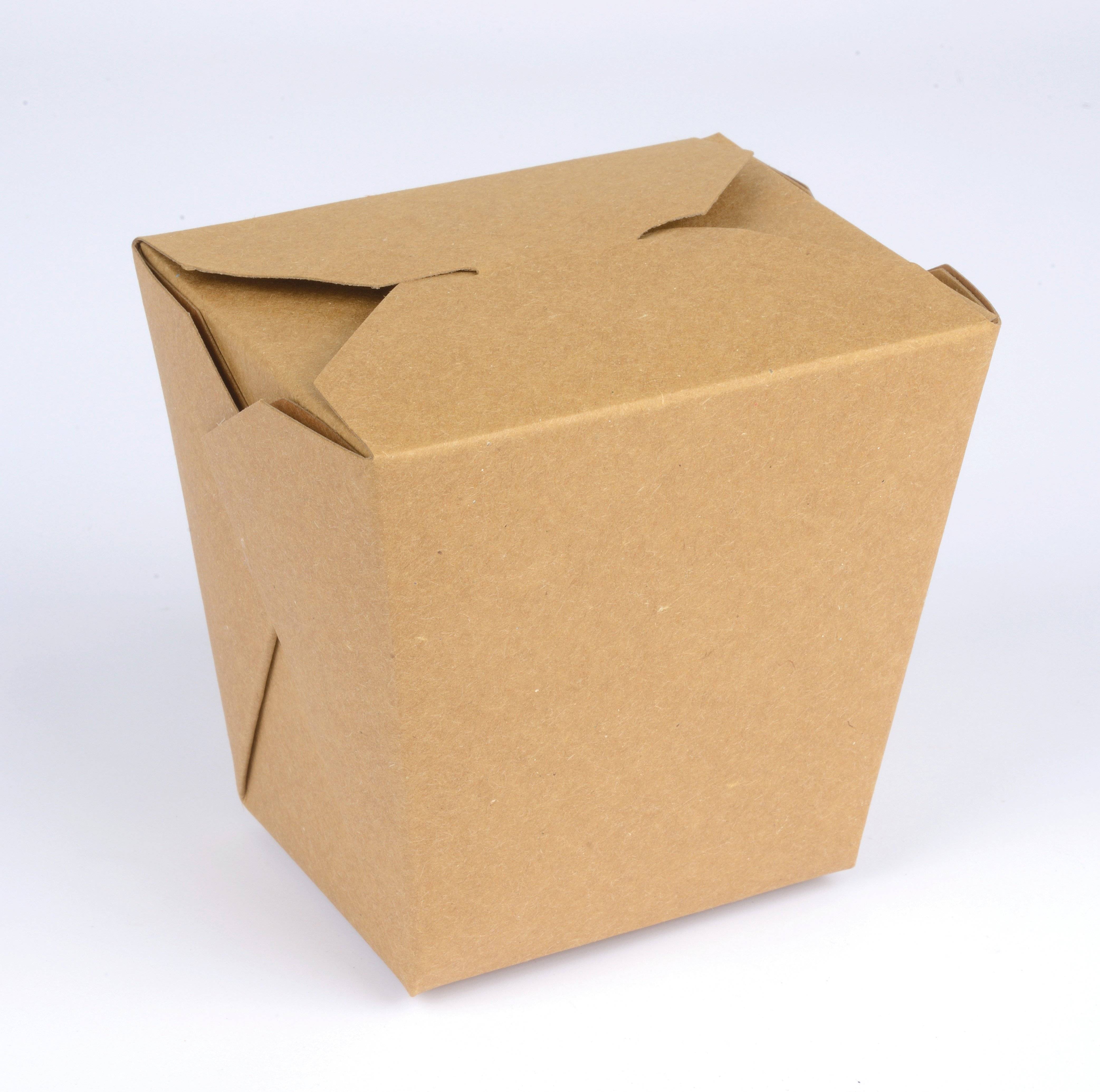 Take-away-Behälter aus beschichteter brauner Pappe  - Maße: 82 x 68 x 103 mm - 26 oz - 25 Stück