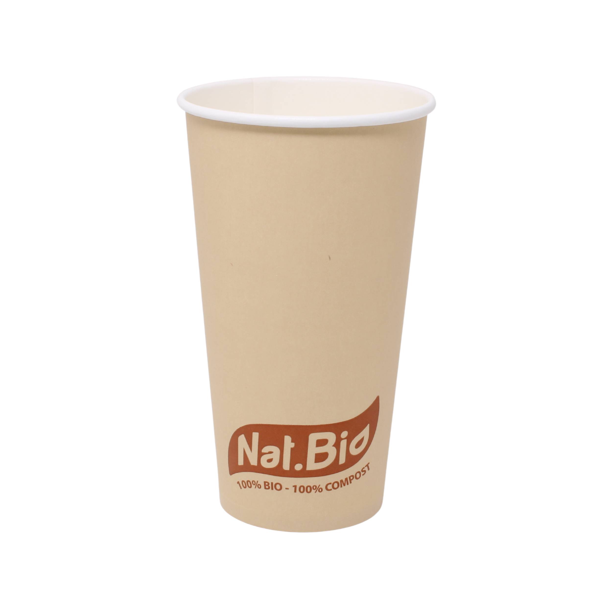 Pappbecher braun für heiße und kalte Getränke - kompostierbar - 591ml (20 oz) - 50 Stück