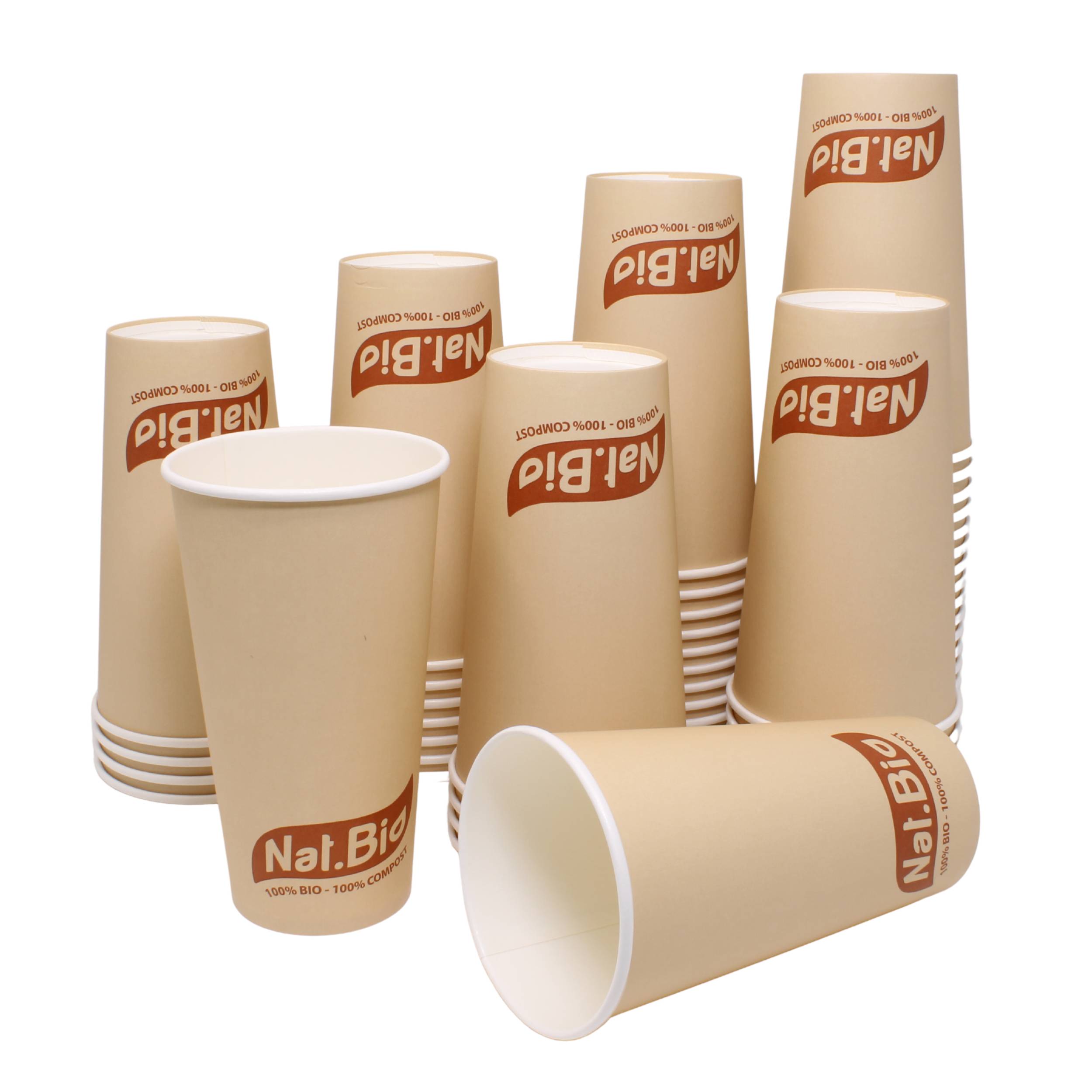 Pappbecher braun für heiße und kalte Getränke - kompostierbar - 591ml (20 oz) - 50 Stück