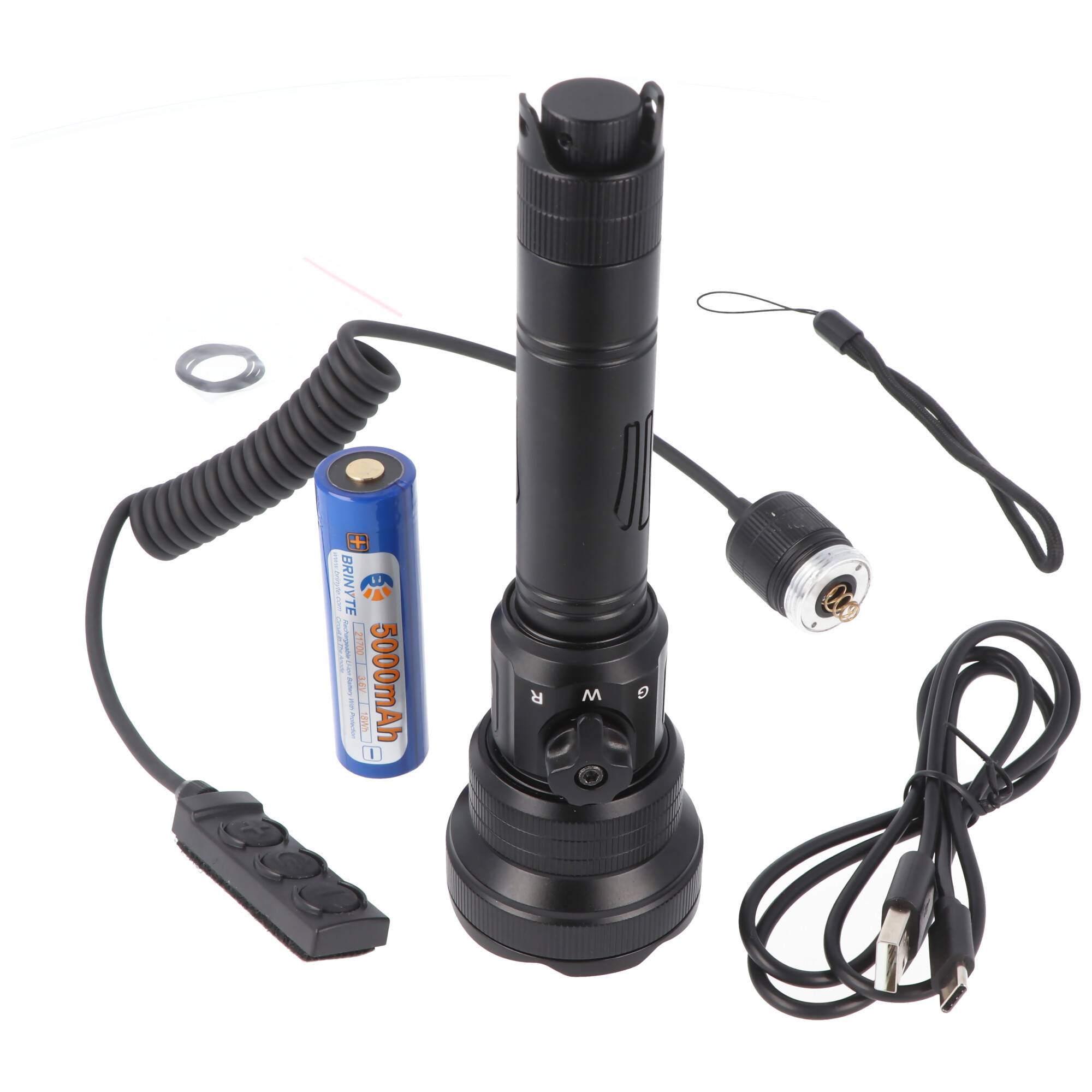 Brinyte T28 Artemis LED-Taschenlampe für Jäger mit Zoom, rot und Grün Licht regelbar, mit max. 650 Lumen