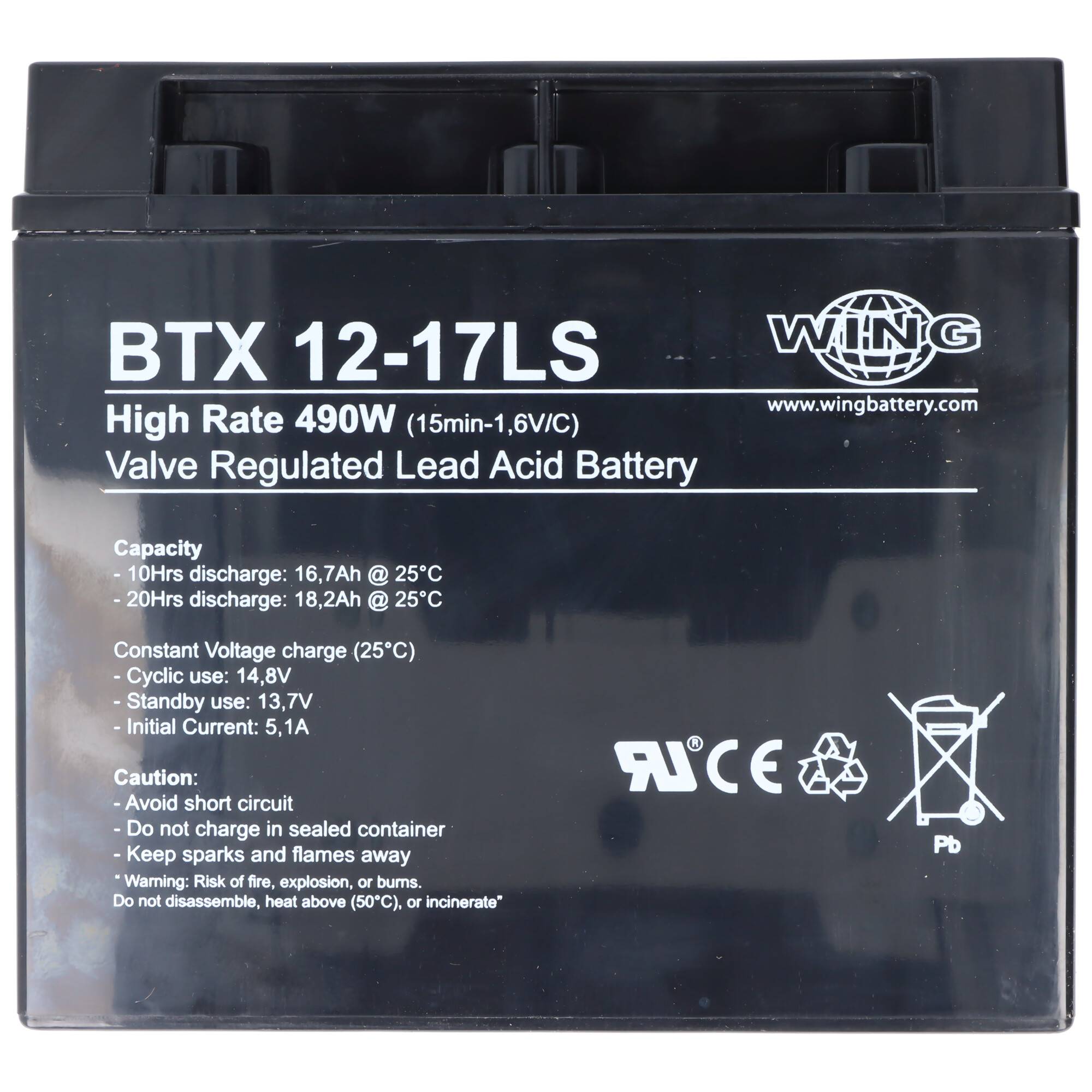 Wing BTX12-17LS 12V 17Ah high rate hochstromfähig Bleiakku AGM Blei Gel Akku