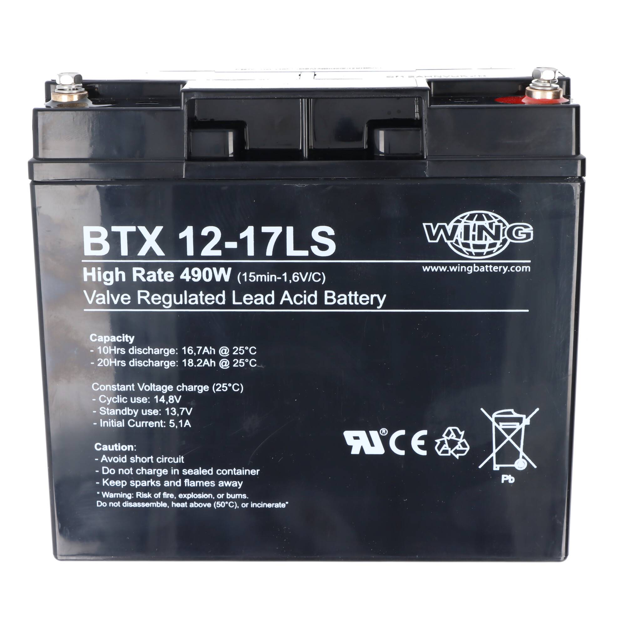 Wing BTX12-17LS 12V 17Ah high rate hochstromfähig Bleiakku AGM Blei Gel Akku