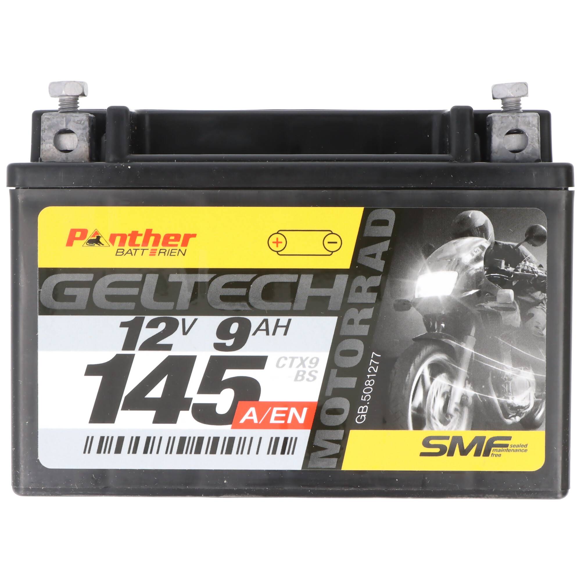 Panther Motorrad Gel 50812 12V 8Ah 80A (EN) ETN 508 0 12 008, DIN 50812, Japan CTX9-BS Bleiakku AGM Blei Gel Akku