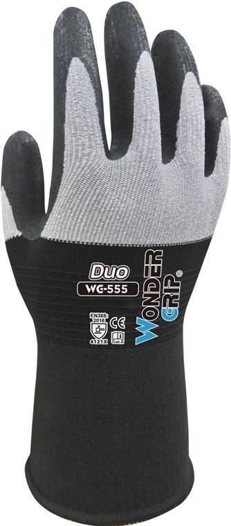 Wonder Grip WG-555 Arbeitshandschuhe Duo schwarz,grau XL/10 (2er Blister)