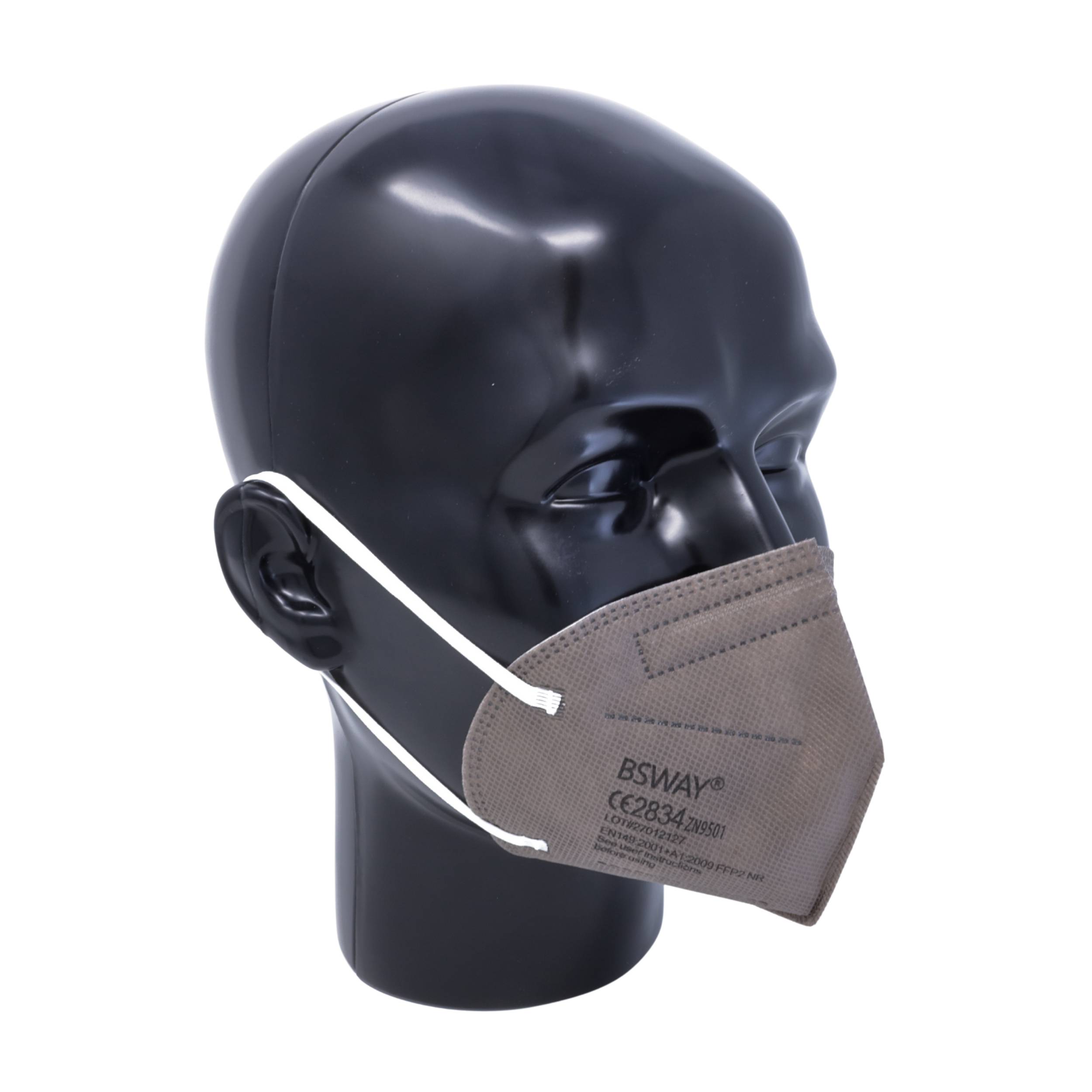 emissimo Atemschutzmaske BSWAY Grau, Klasse FFP2 ohne Ventil, EN 149 Faltmaske, einzeln verpackt