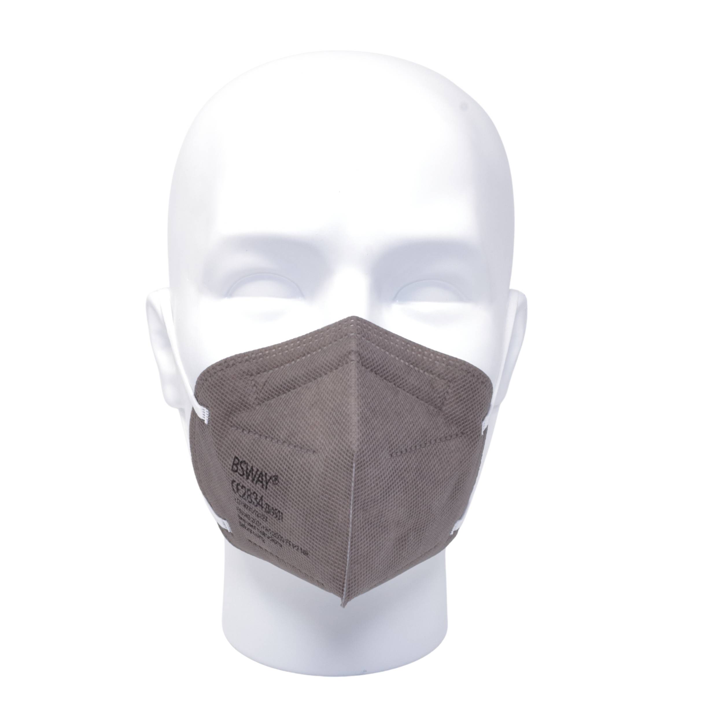 emissimo Atemschutzmaske BSWAY Grau, Klasse FFP2 ohne Ventil, EN 149 Faltmaske, einzeln verpackt