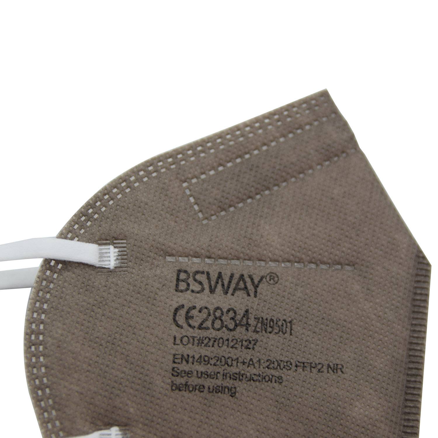 emissimo Atemschutzmaske BSWAY Grau, Klasse FFP2 ohne Ventil, EN 149 Faltmaske, einzeln verpackt