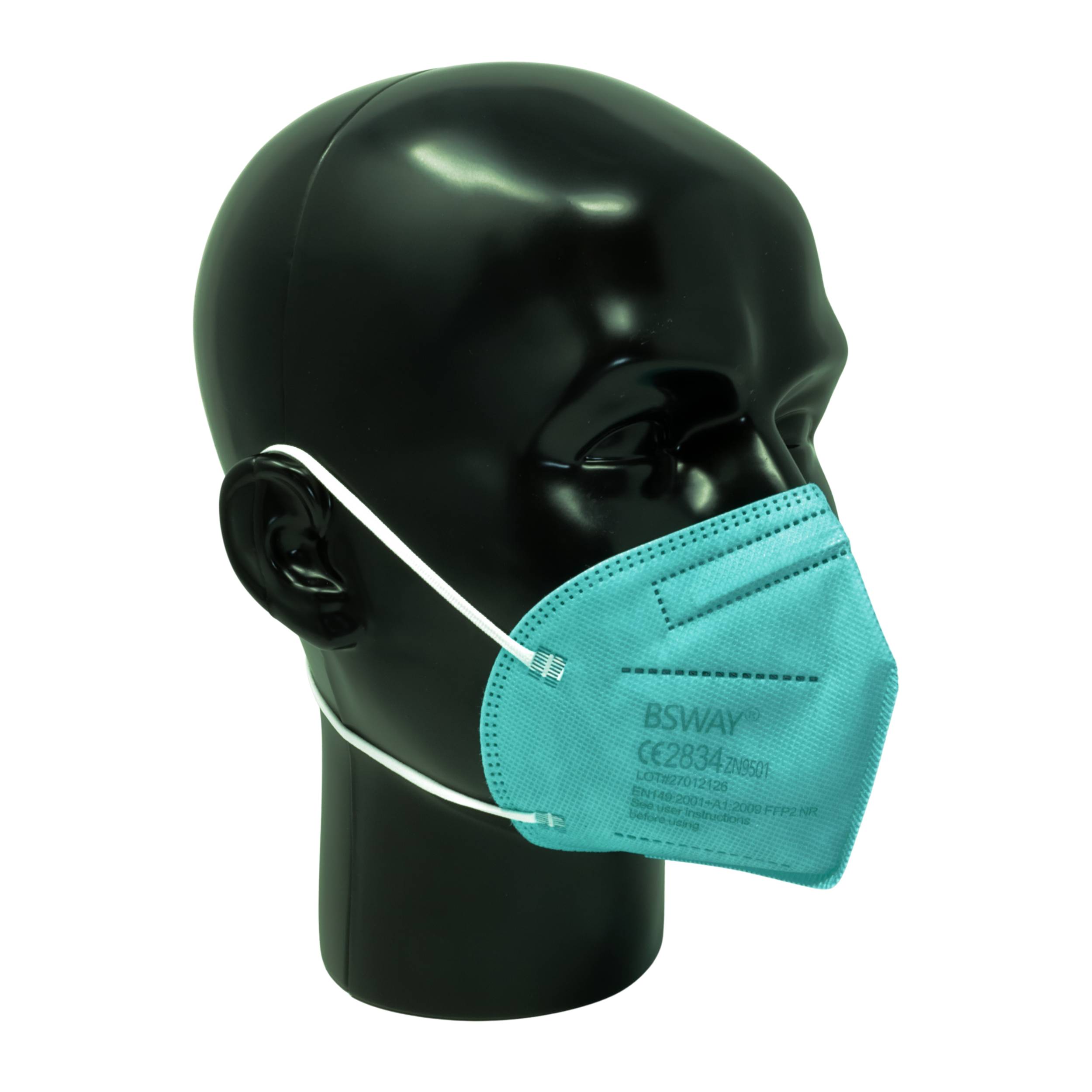emissimo Atemschutzmaske BSWAY Türkis Klasse FFP2 ohne Ventil EN 149 Faltmaske, einzeln verpackt