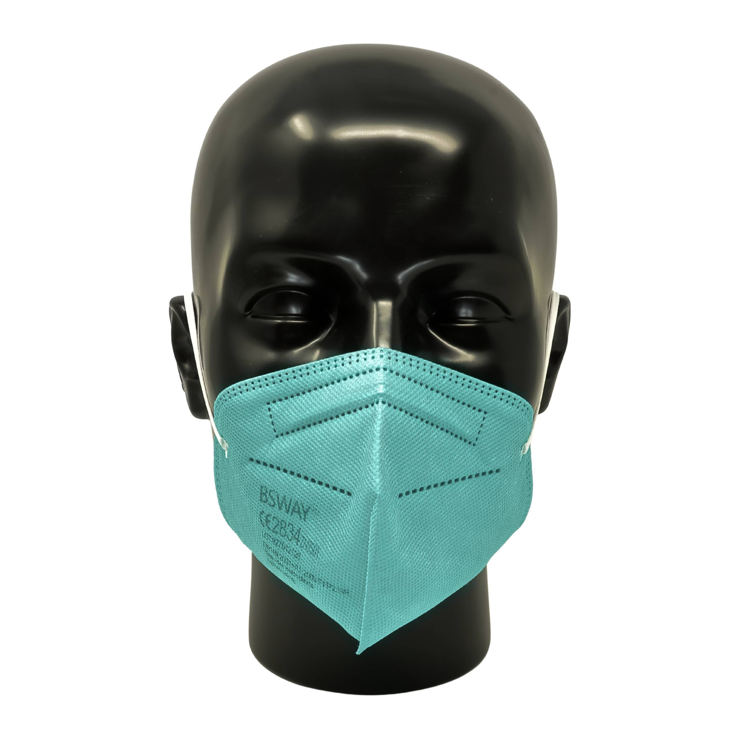 emissimo Atemschutzmaske BSWAY Türkis Klasse FFP2 ohne Ventil EN 149 Faltmaske, einzeln verpackt