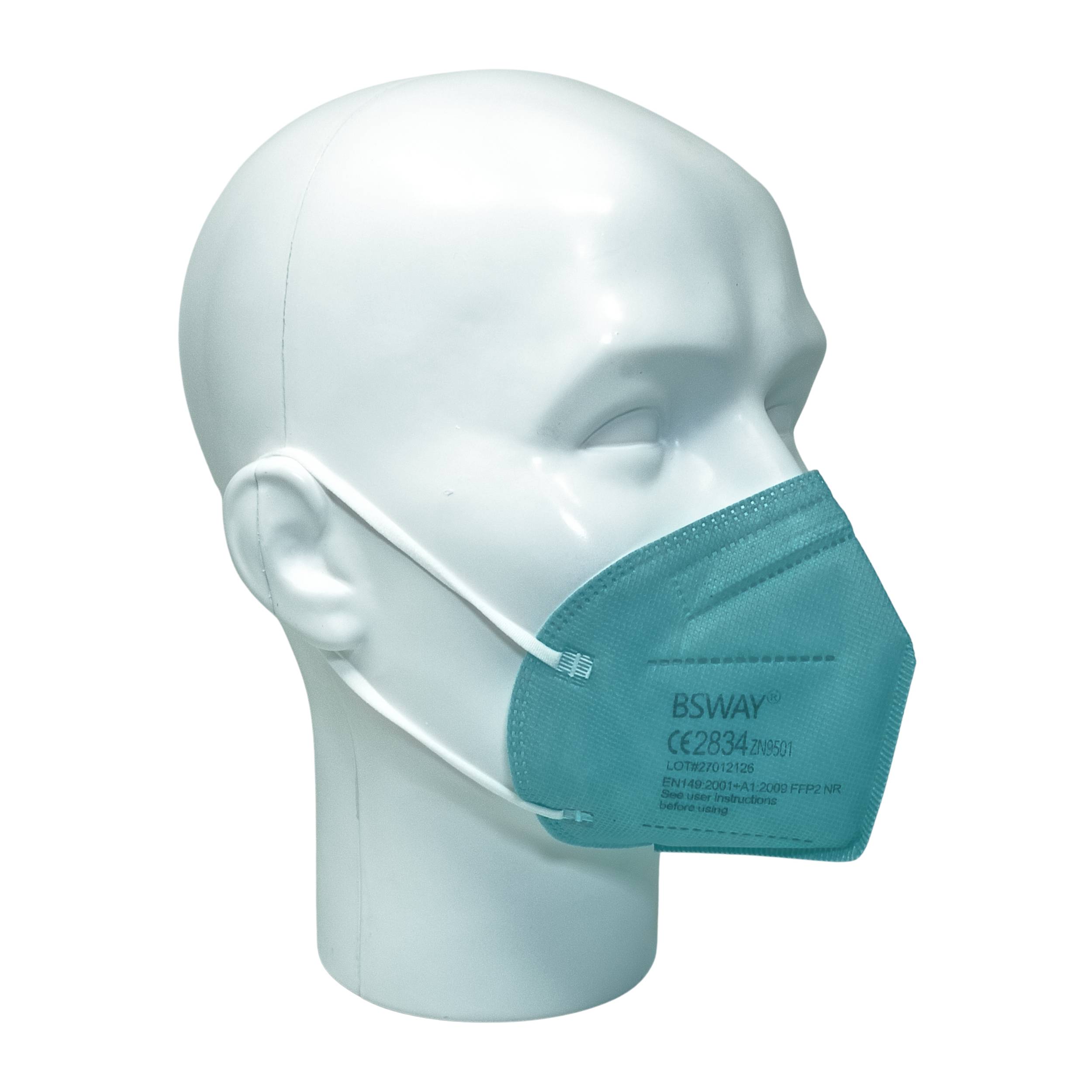 emissimo Atemschutzmaske BSWAY Türkis Klasse FFP2 ohne Ventil EN 149 Faltmaske, einzeln verpackt