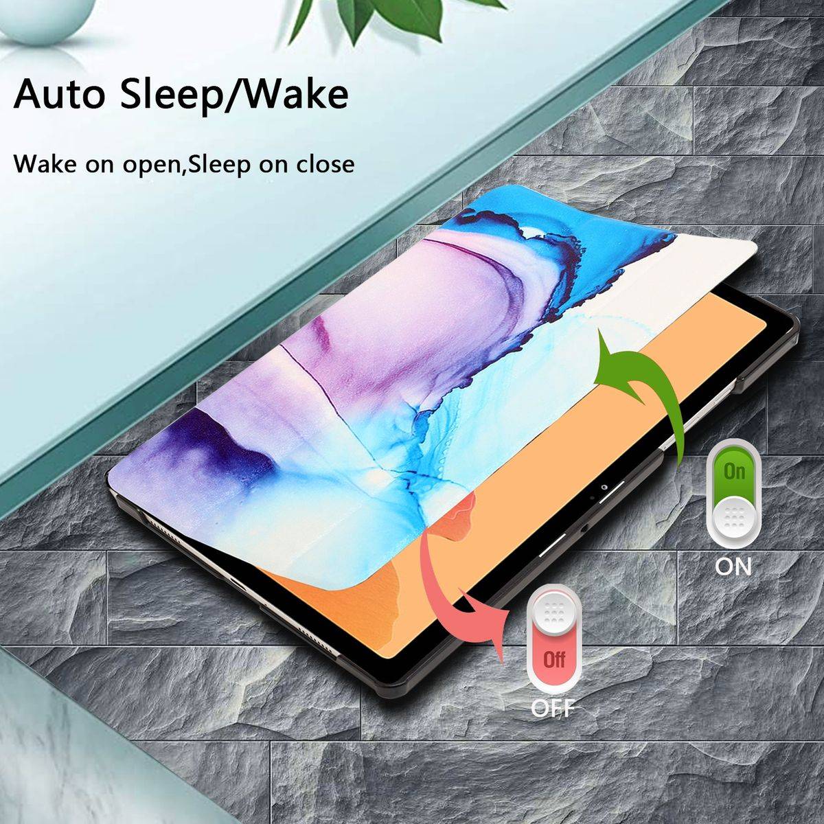 Für Samsung Galaxy Tab A7 10.4 2020 T500 / T505 3folt Wake UP Smart Cover Etuis Hülle Case Schutz Motiv 2