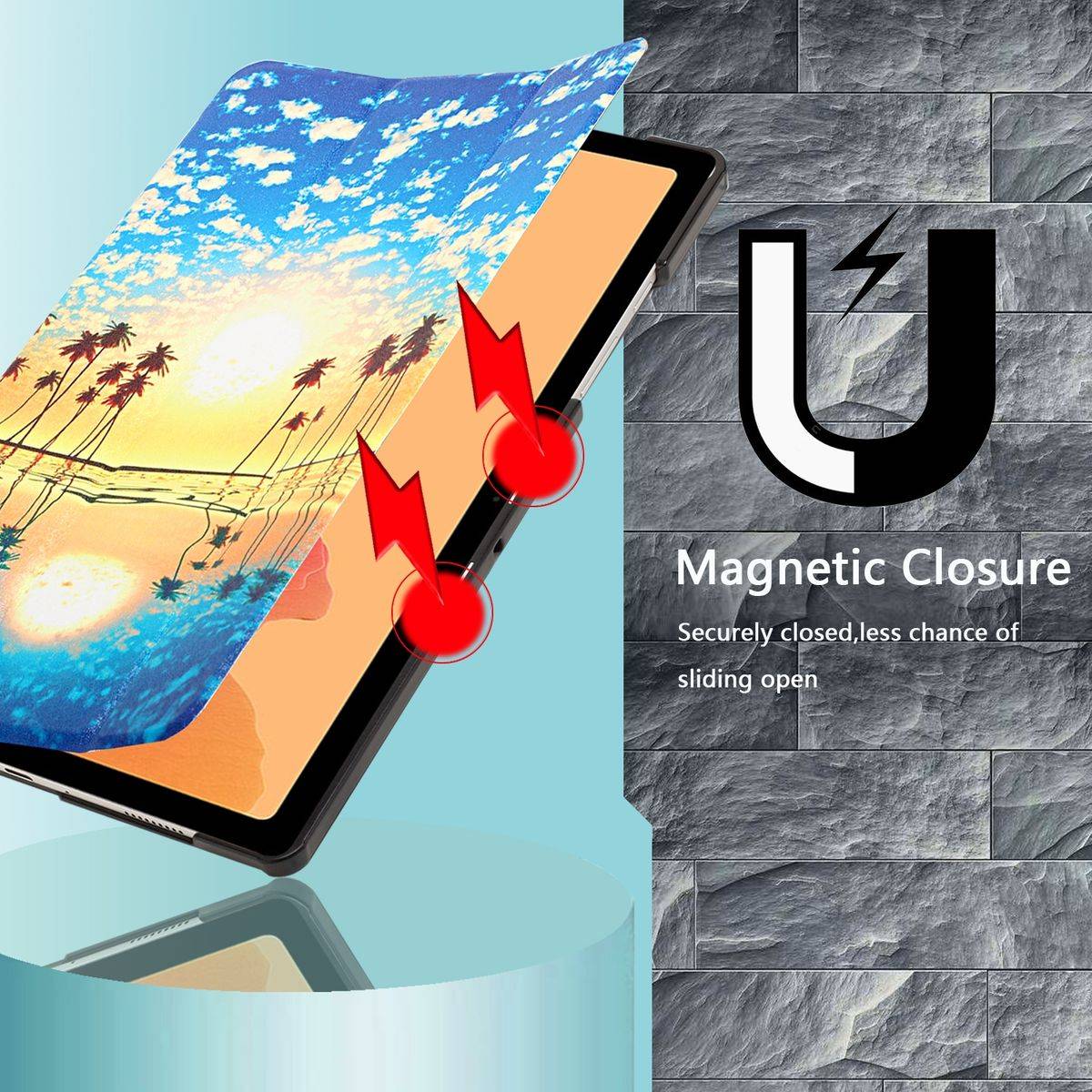 Für Samsung Galaxy Tab A7 10.4 2020 T500 / T505 3folt Wake UP Smart Cover Etuis Hülle Case Schutz Motiv 4