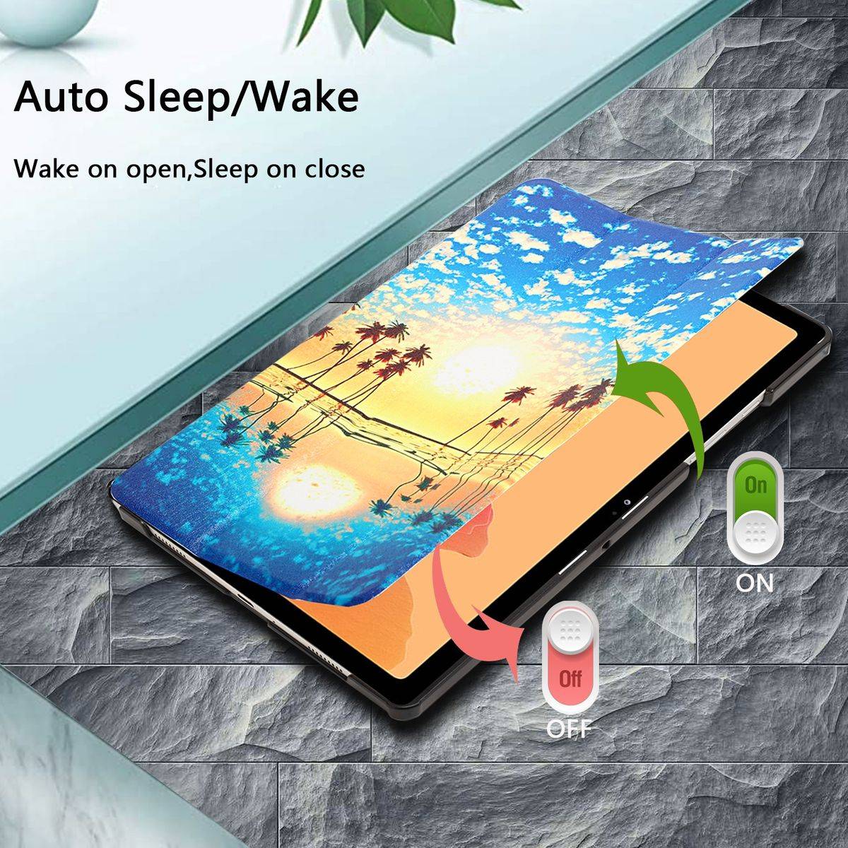 Für Samsung Galaxy Tab A7 10.4 2020 T500 / T505 3folt Wake UP Smart Cover Etuis Hülle Case Schutz Motiv 4