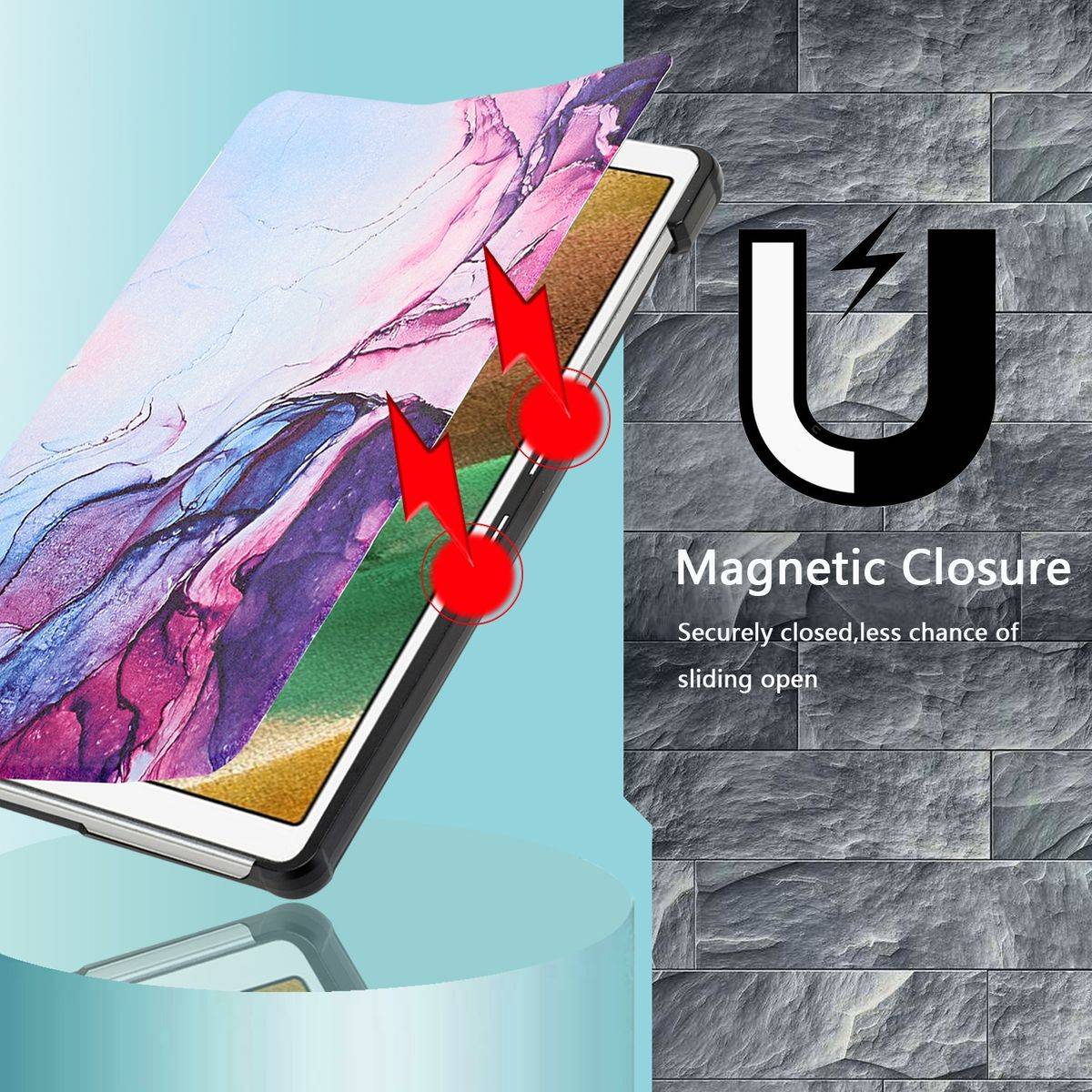 Für Samsung Galaxy Tab A7 Lite 8.7 T220 / T225 3folt Wake UP Smart Cover Etuis Hülle Case Schutz Motiv 2