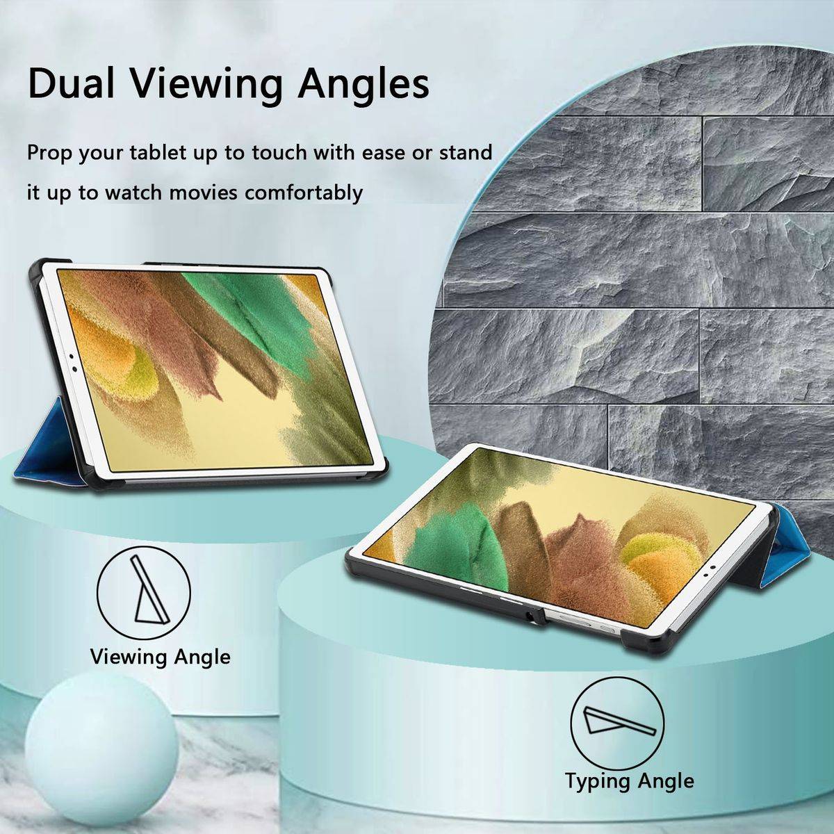 Für Samsung Galaxy Tab A7 Lite 8.7 T220 / T225 3folt Wake UP Smart Cover Etuis Hülle Case Schutz Motiv 5