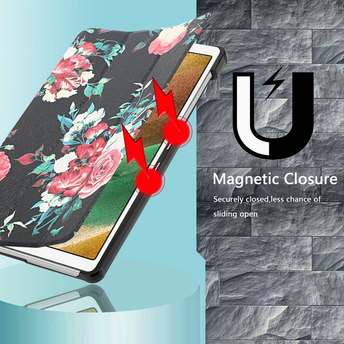 Für Samsung Galaxy Tab A7 Lite 8.7 T220 / T225 3folt Wake UP Smart Cover Etuis Hülle Case Schutz Motiv 7