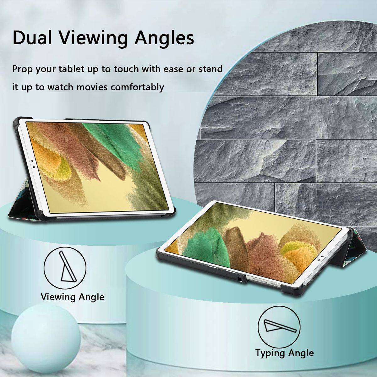 Für Samsung Galaxy Tab A7 Lite 8.7 T220 / T225 3folt Wake UP Smart Cover Etuis Hülle Case Schutz Motiv 7