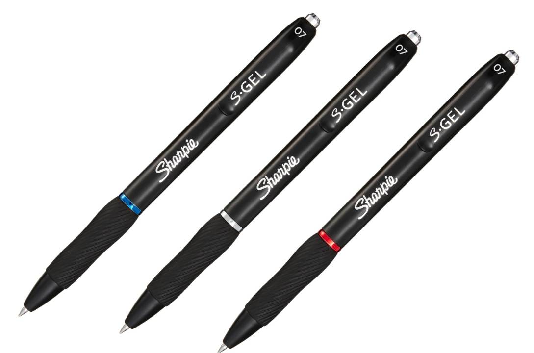 Sharpie S-Gel, Ausziehbarer Gelschreiber, Schwarz, Blau, Rot, Schwarz, Medium, 0,7 mm, Sichtverpackung