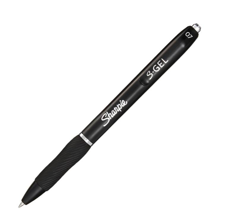 Sharpie S-Gel, Ausziehbarer Gelschreiber, Schwarz, Schwarz, Medium, 0,7 mm, Sichtverpackung