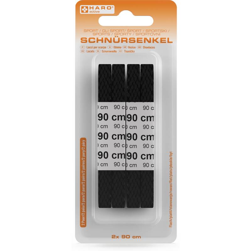 HARO Sport-Schnürsenkel, flach, 900 mm, schwarz