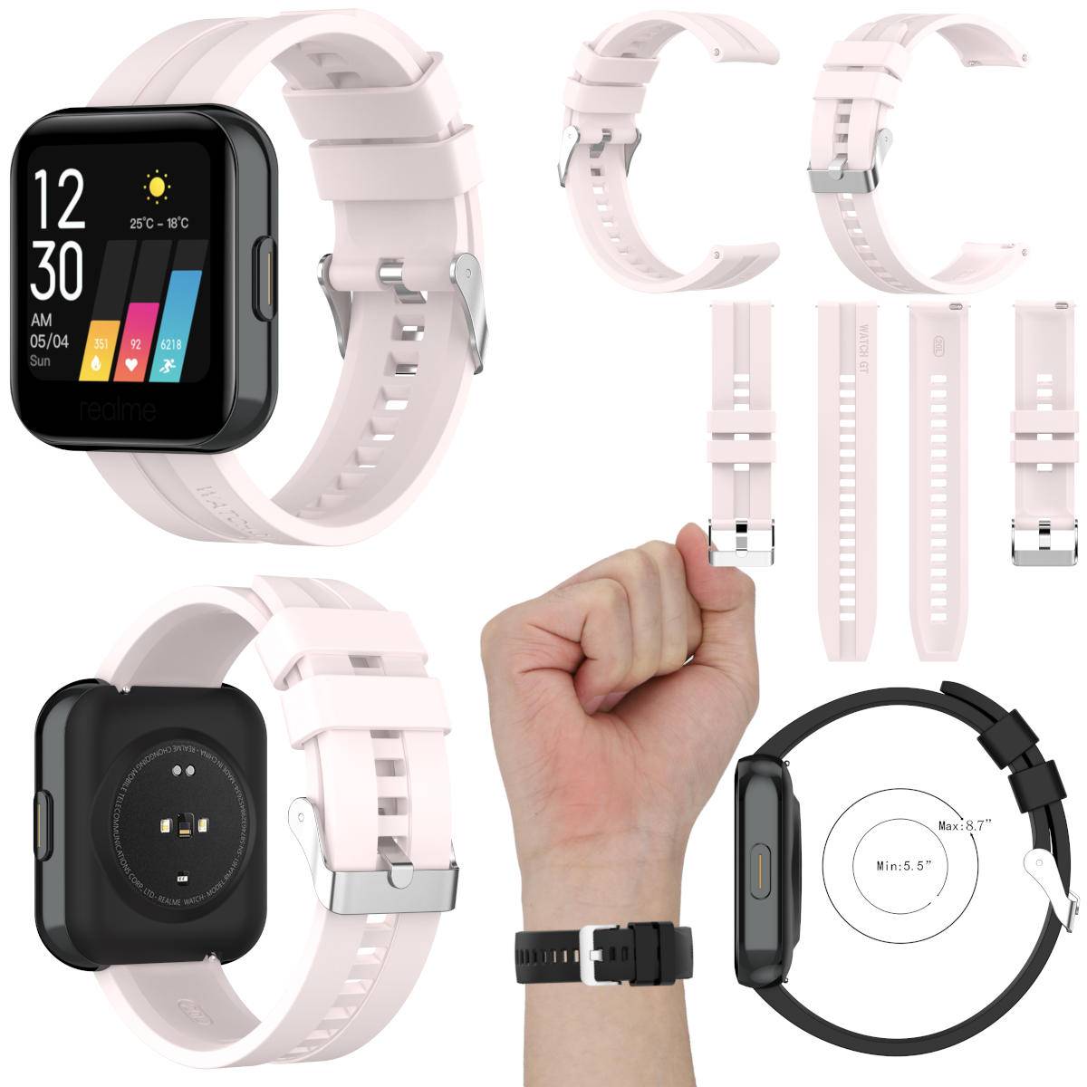 Für Huawei Watch GT 22mm Latano Fitness Watch Uhr Kunststoff Silikon Ersatz Armband Rosa Neu