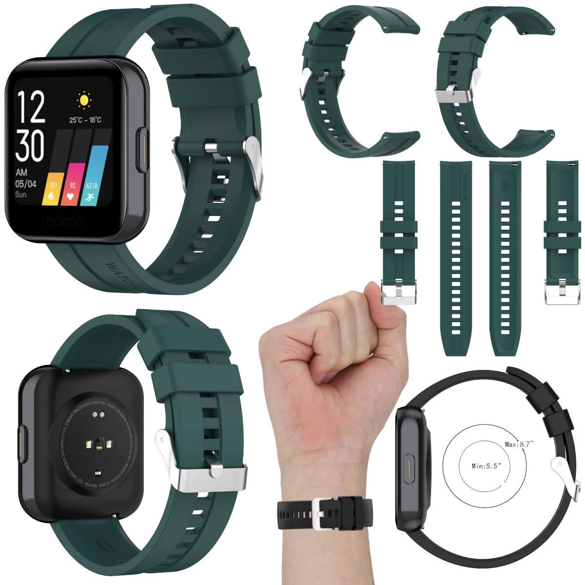 Für Huawei Watch GT 22mm Latano Fitness Watch Uhr Kunststoff Silikon Ersatz Armband Dunkel Dunkel Grün Neu