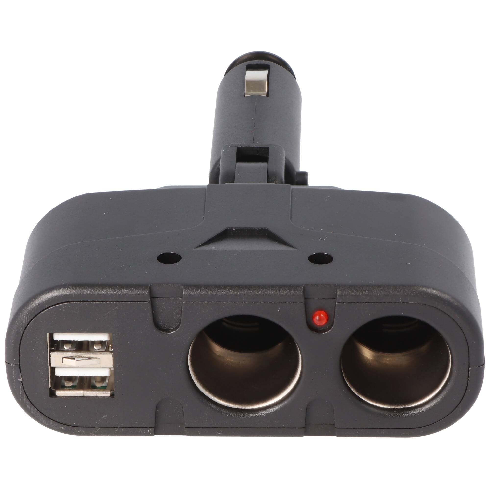 AccuCell KFZ-Adapter, Verteiler Zigarettenanzünder - Stecker auf 2x Kupplung + USB