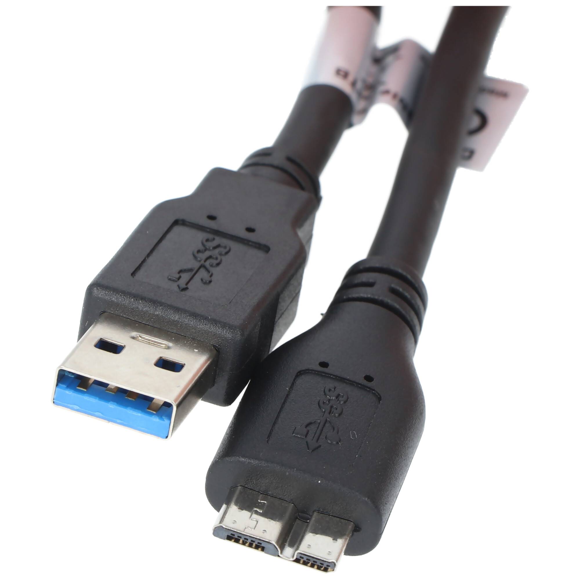 Datenkabel kompatibel zu Micro-USB 3.0, 1 Meter, Farbe schwarz