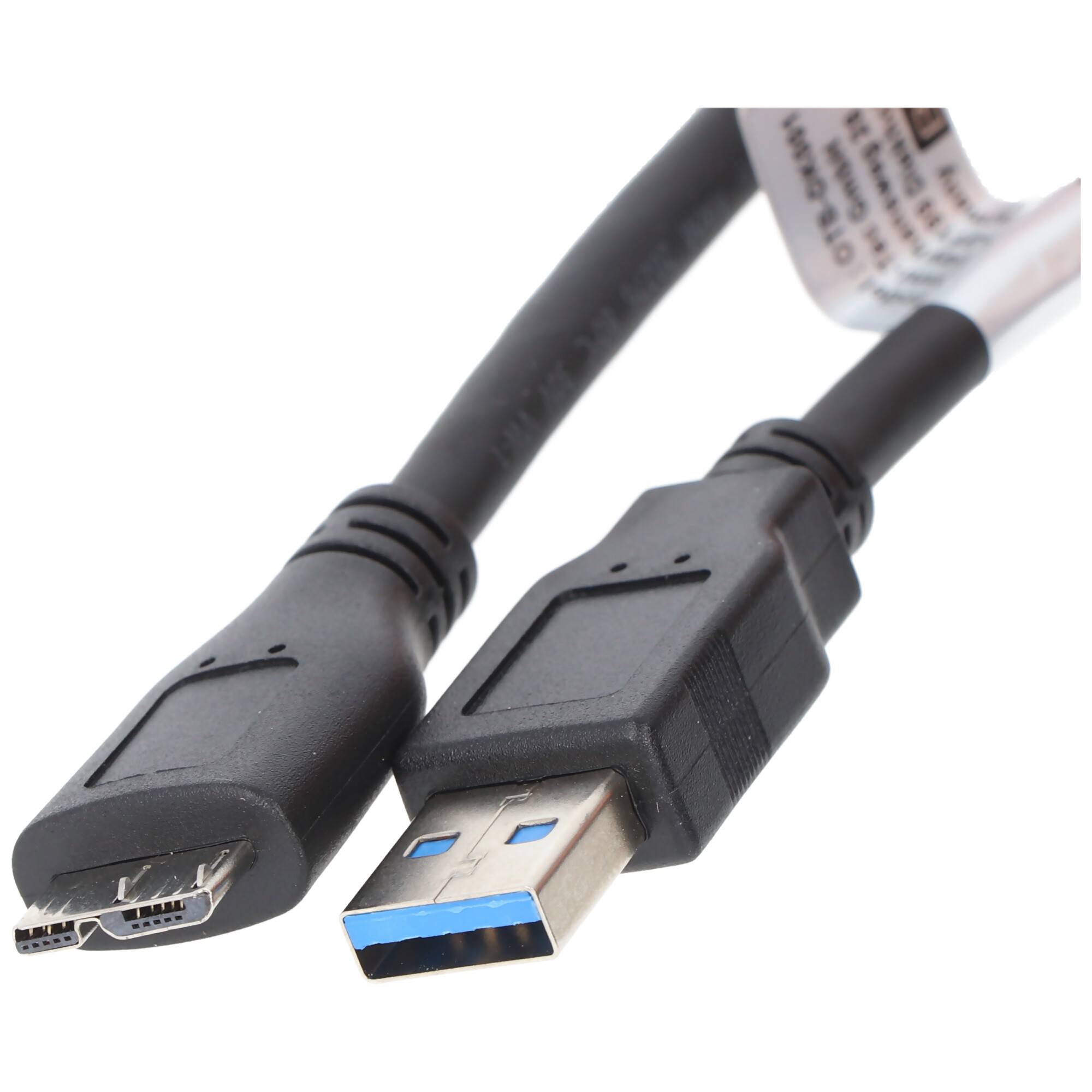 Datenkabel kompatibel zu Micro-USB 3.0, 1 Meter, Farbe schwarz