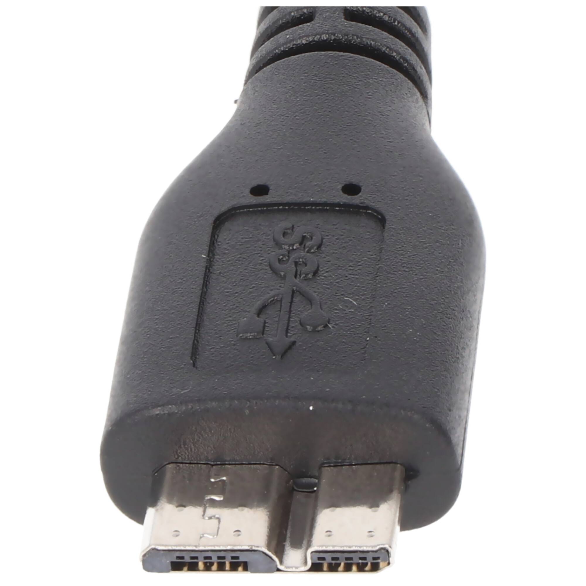 Datenkabel kompatibel zu Micro-USB 3.0, 1 Meter, Farbe schwarz
