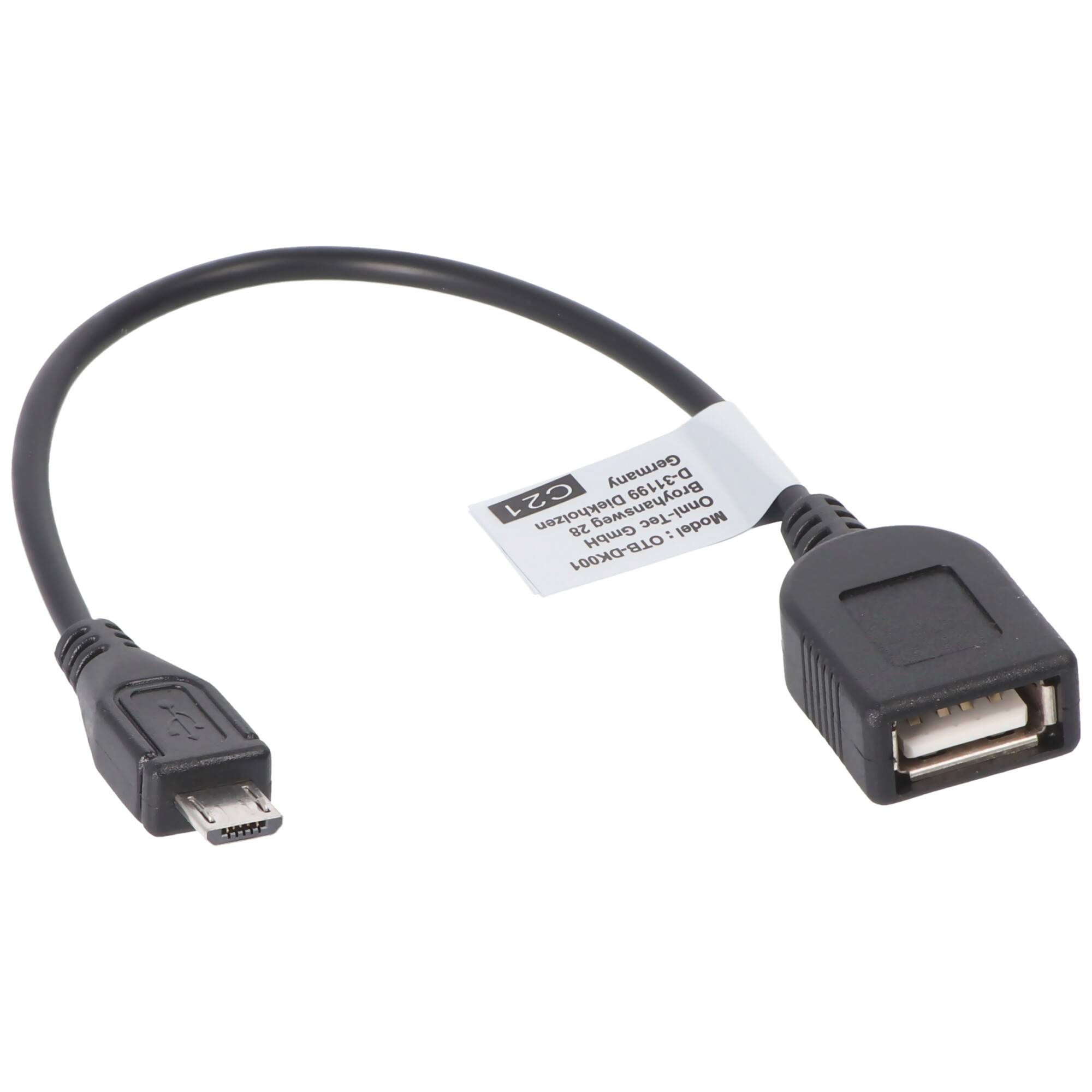 Adapterkabel Micro-USB auf USB Kabel, USB On-The-Go für Smartphones, Tablets und Camcorder