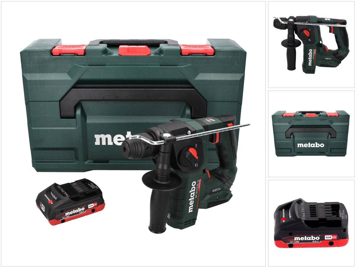 Metabo BH 18 LTX BL 16 Akku Bohrhammer 18 V 1.3 J SDS-plus Brushless + 1x Akku 4,0 Ah + MetaBOX - ohne Ladegerät