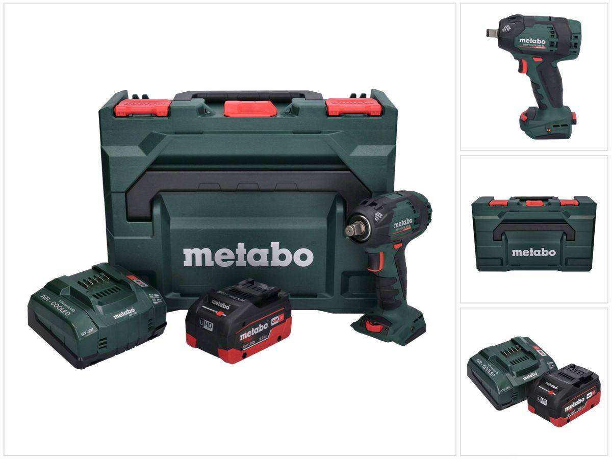 Metabo SSW 18 LTX 300 BL Akku Schlagschrauber 18 V 300 Nm 1/2" Brushless + 1x Akku 8,0 Ah + Ladegerät + metaBOX