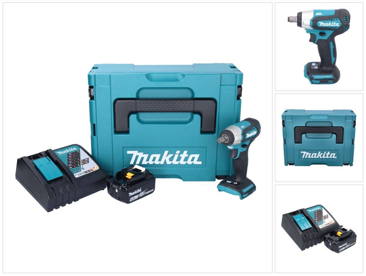 Makita DTW 181 RG1J Akku Schlagschrauber 18 V 210 Nm 1/2" Brushless + 1x Akku 6,0 Ah + Ladegerät + Makpac