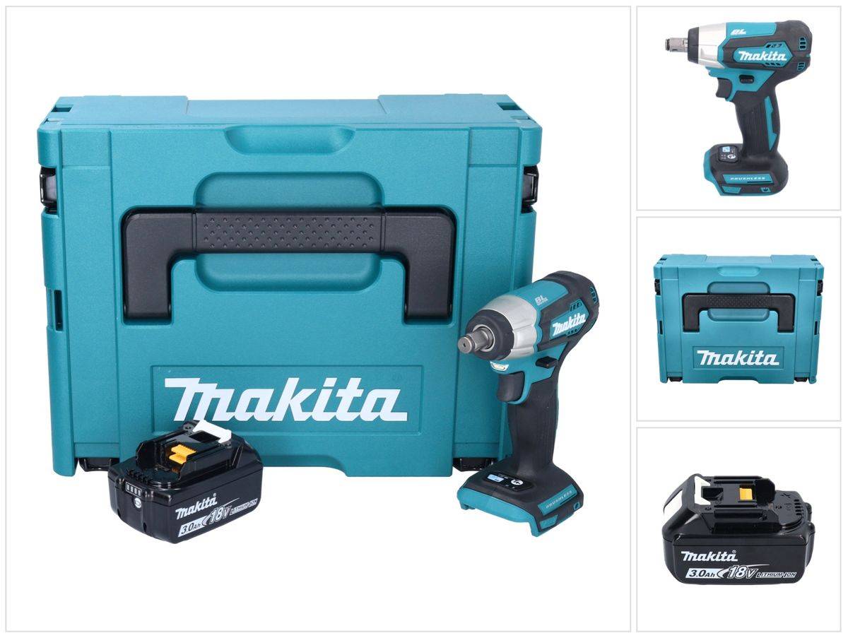 Makita DTW 181 F1J Akku Schlagschrauber 18 V 210 Nm 1/2" Brushless + 1x Akku 3,0 Ah + Makpac - ohne Ladegerät