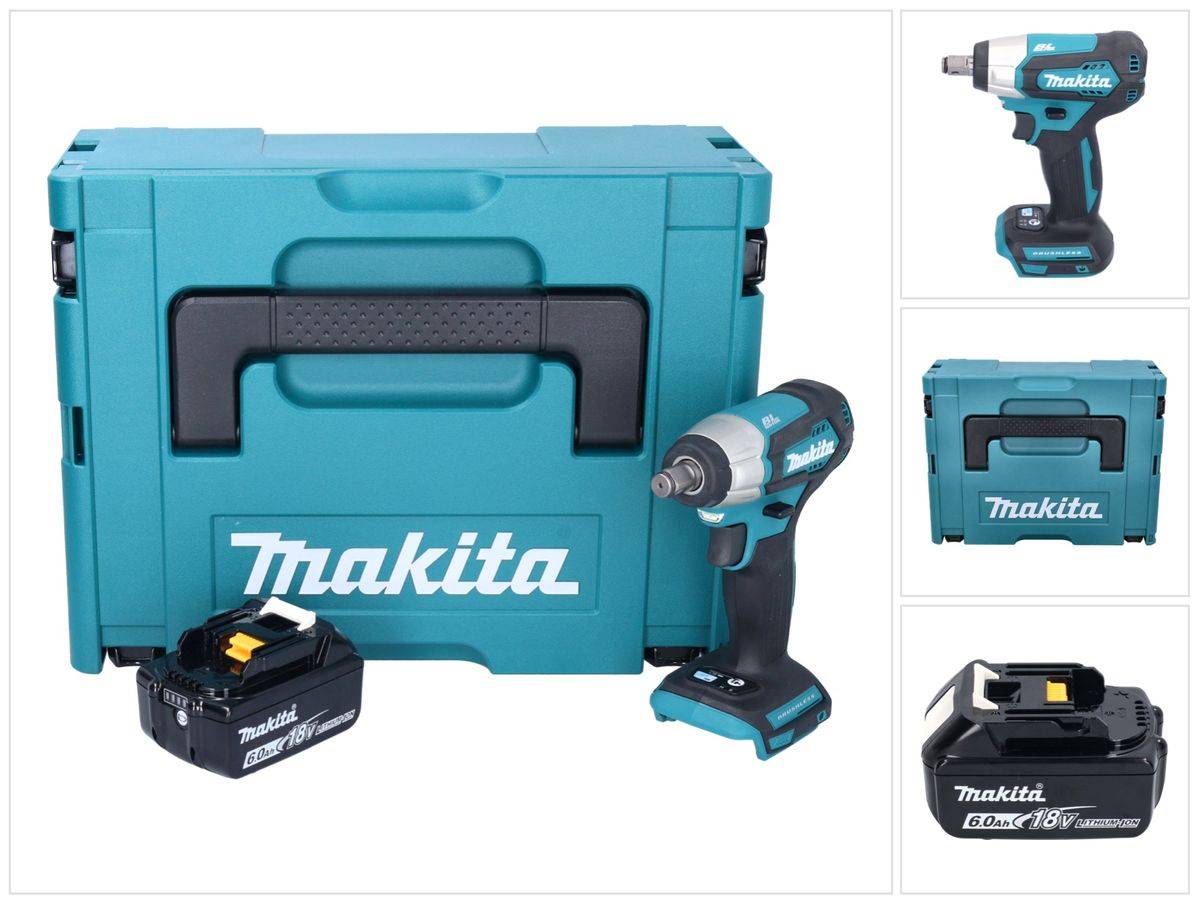 Makita DTW 181 G1J Akku Schlagschrauber 18 V 210 Nm 1/2" Brushless + 1x Akku 6,0 Ah + Makpac - ohne Ladegerät