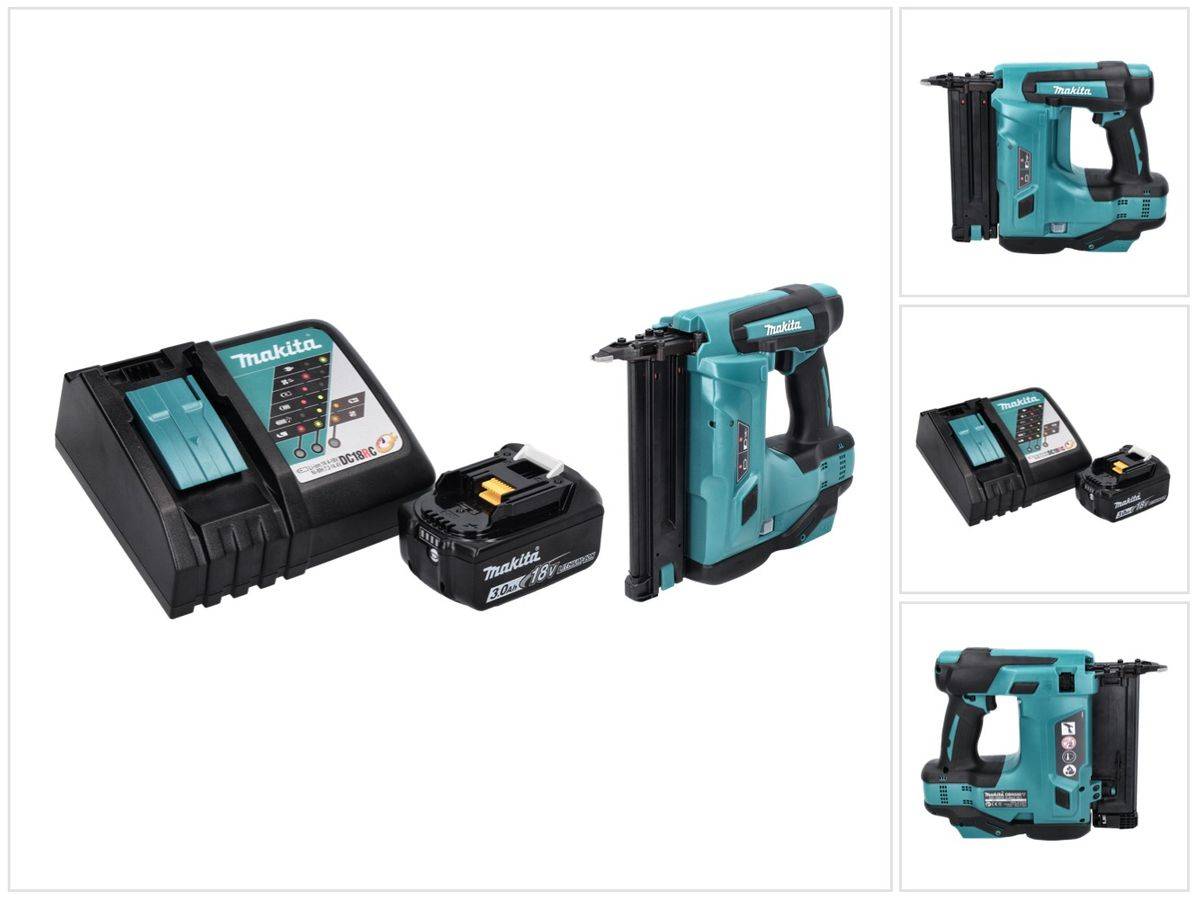 Makita DBN 500 RF1 Akku Stauchkopfnagler 18 V 15-50 mm + 1x Akku 3,0 Ah + Ladegerät