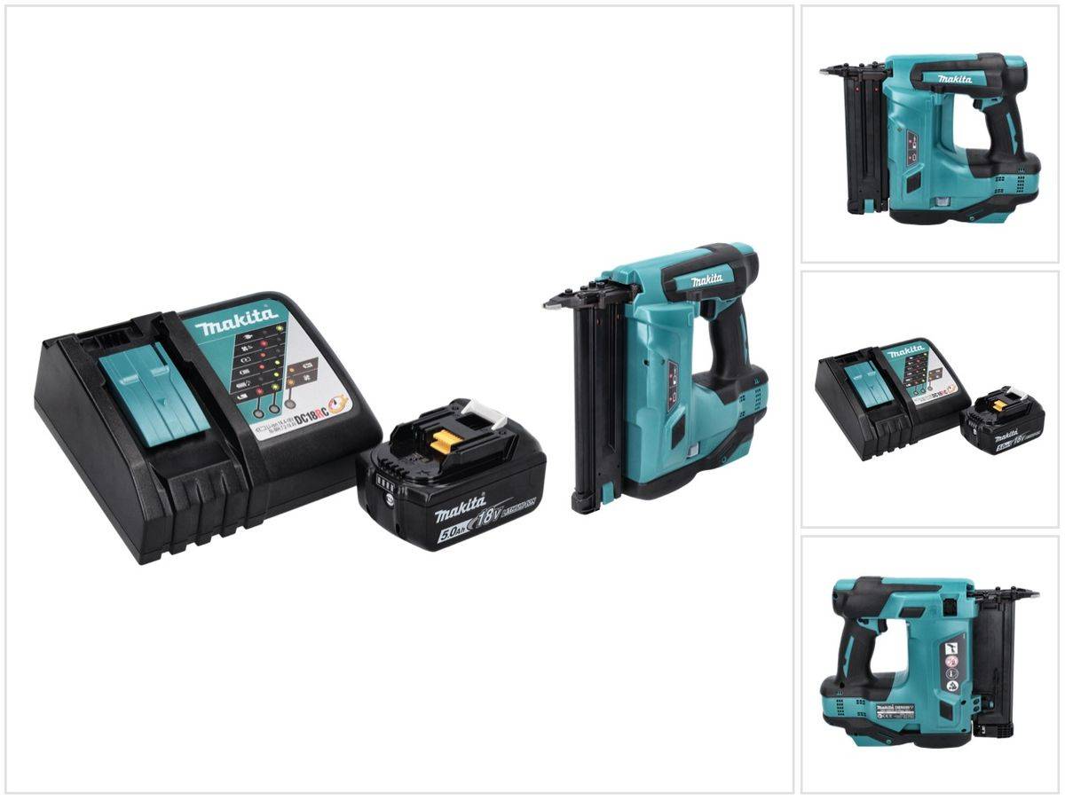 Makita DBN 500 RT1 Akku Stauchkopfnagler 18 V 15-50 mm + 1x Akku 5,0 Ah + Ladegerät