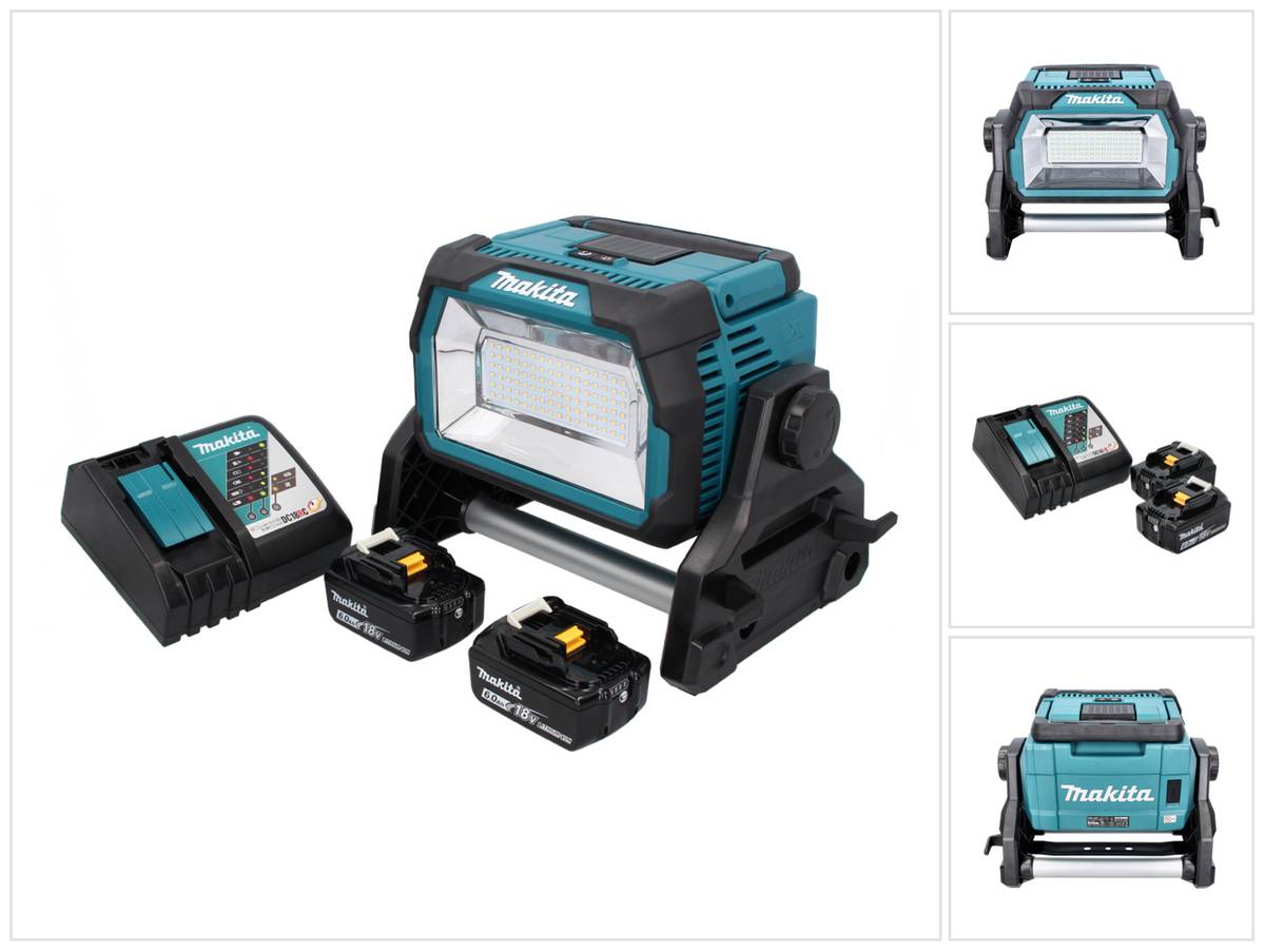 Makita DML 809 RG Akku LED Baustrahler 18 V 10000 lm + 2x Akku 6,0 Ah + Ladegerät