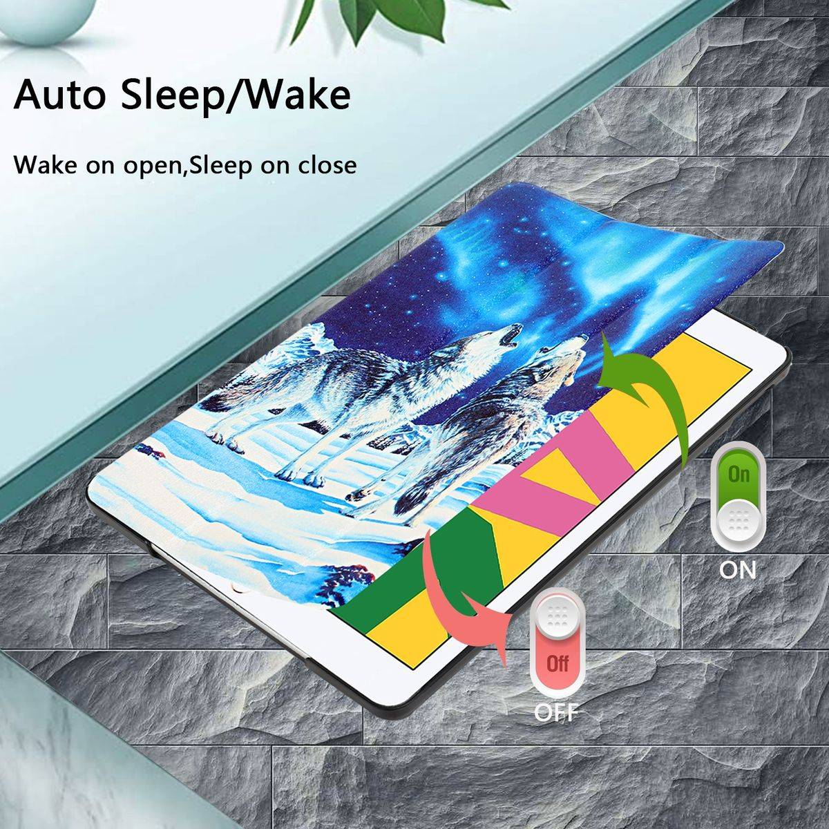 Für Apple iPad Pro 10.5 2017 / Air 10.5 2019 / 10.2 2019 / 10.2 2020 3folt Wake UP Smart Cover Etuis Hülle Case Schutz Motiv 4