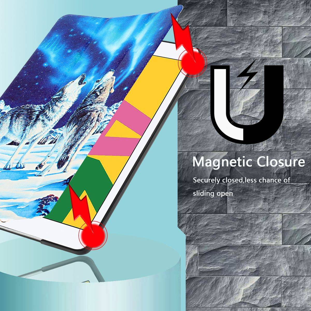 Für Apple iPad Pro 10.5 2017 / Air 10.5 2019 / 10.2 2019 / 10.2 2020 3folt Wake UP Smart Cover Etuis Hülle Case Schutz Motiv 4