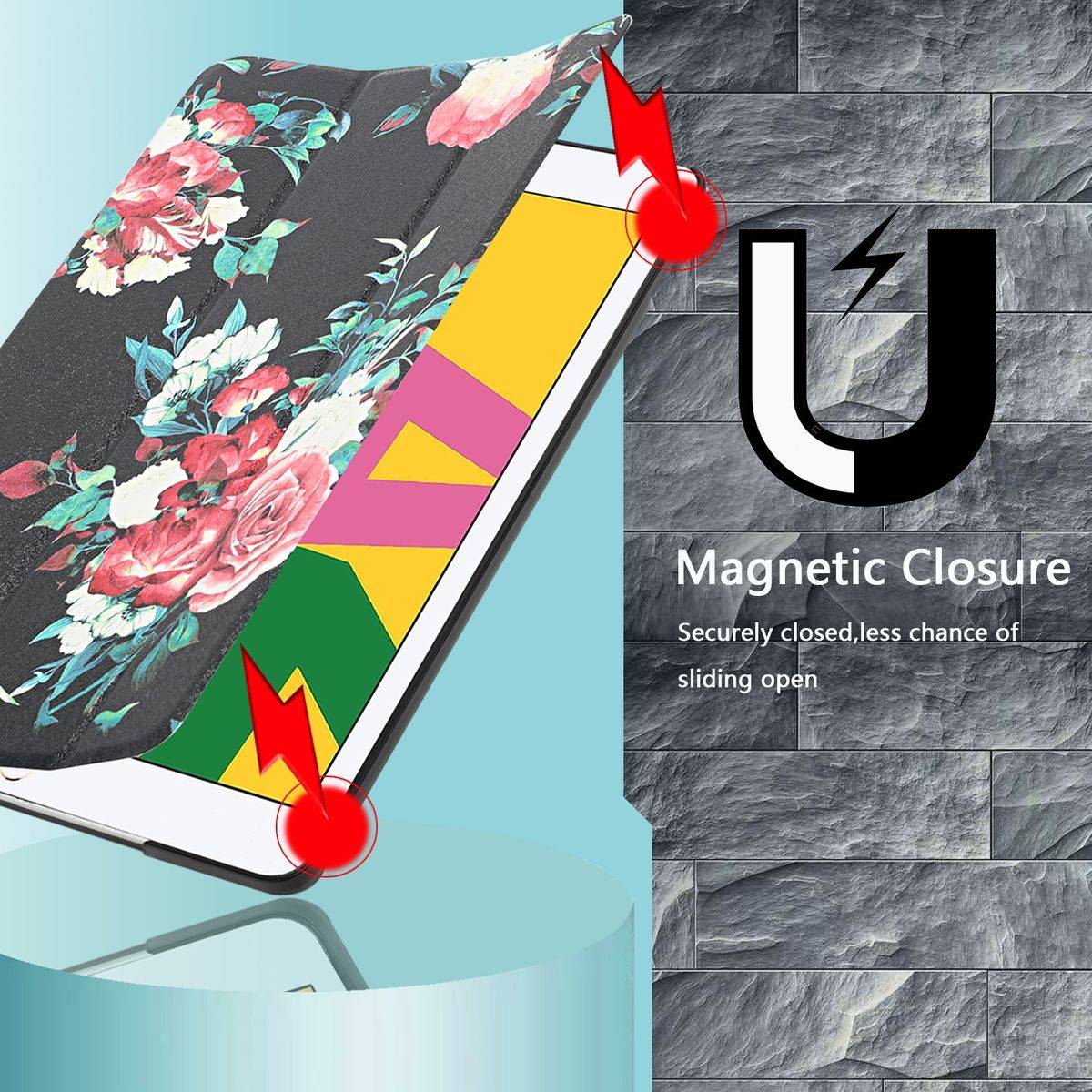 Für Apple iPad Pro 10.5 2017 / Air 10.5 2019 / 10.2 2019 / 10.2 2020 3folt Wake UP Smart Cover Etuis Hülle Case Schutz Motiv 5