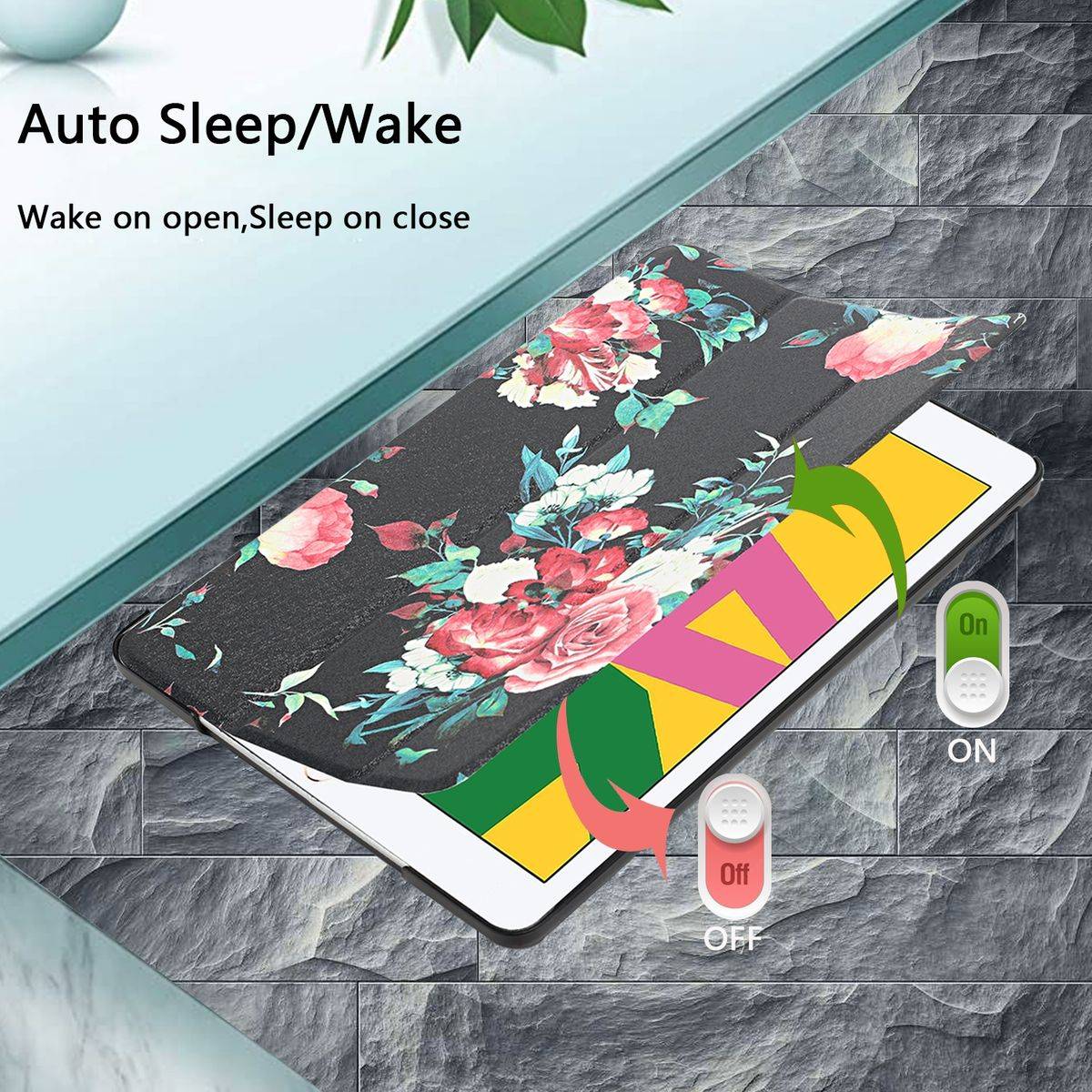 Für Apple iPad Pro 10.5 2017 / Air 10.5 2019 / 10.2 2019 / 10.2 2020 3folt Wake UP Smart Cover Etuis Hülle Case Schutz Motiv 5