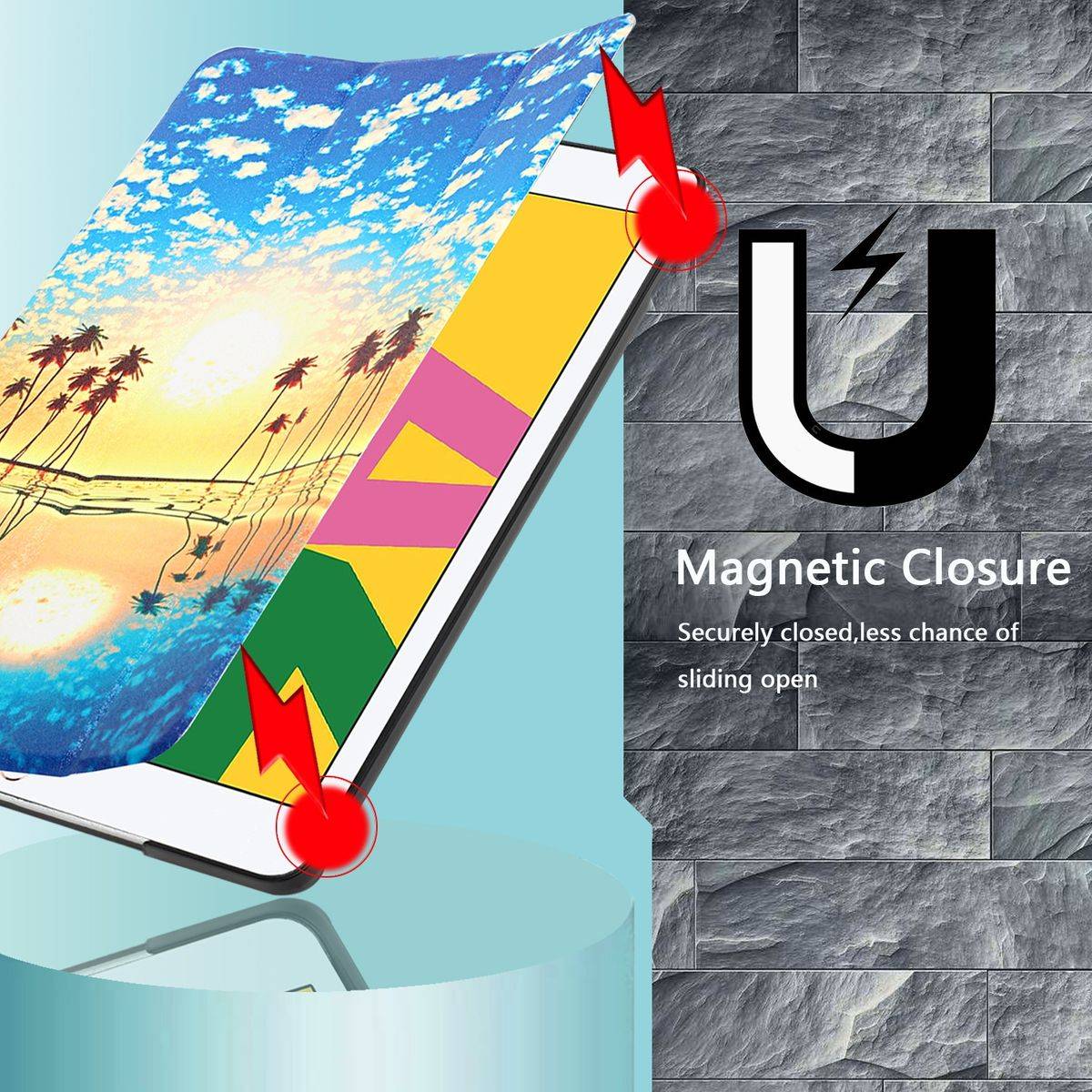 Für Apple iPad Pro 10.5 2017 / Air 10.5 2019 / 10.2 2019 / 10.2 2020 3folt Wake UP Smart Cover Etuis Hülle Case Schutz Motiv 6