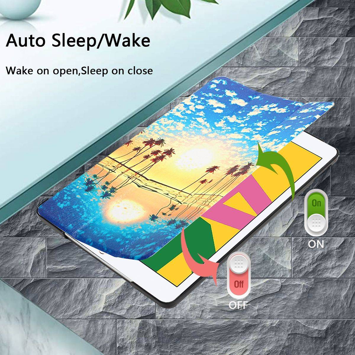 Für Apple iPad Pro 10.5 2017 / Air 10.5 2019 / 10.2 2019 / 10.2 2020 3folt Wake UP Smart Cover Etuis Hülle Case Schutz Motiv 6
